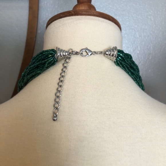 Multi Strand Seed Bead Turquoise Boho Statement Necklace - Picture 5 of 5